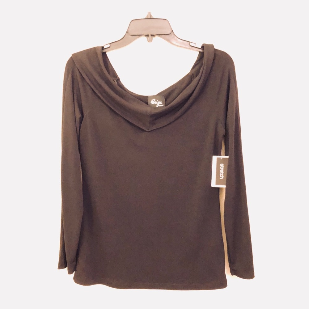 NWT Beige by ECI Black Stretch Top. Size M